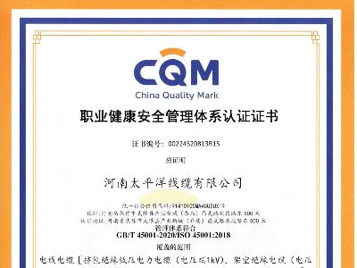 職業(yè)健康安全管理體系認證證書(shū)